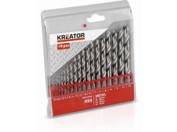 (obrázek pro) KRT012003 - 19 ks HSS Vrtáků do kovu 1-10 mm KREATOR