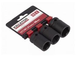 (obrázek pro) KRT095100 3ks nástrčných hlavic 17-19-21mm 1/2″ KREATOR