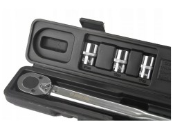 (obrázek pro) Dynamometrický, momentový klíč 1/2″, 28-210Nm s prodloužením 125mm a ořechy 17, 19, 21mm MAR-POL