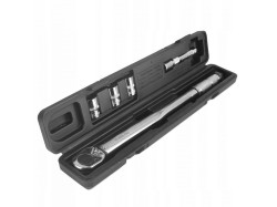 (obrázek pro) Dynamometrický, momentový klíč 1/2″, 28-210Nm s prodloužením 125mm a ořechy 17, 19, 21mm MAR-POL