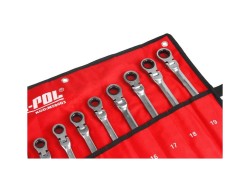 (obrázek pro) Klíče očkoploché ráčnové s kloubem 12 ks 8-19mm MAR-POL