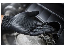 (obrázek pro) Nitrilové rukavice, extra pevné, odolné chemikáliím, černé, 50ks, vel. L