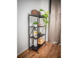 (obrázek pro) Regál Racks RAW4T, kovový, na kolečkách, 4 police, 1270 x 720 x 340 mm, 200 kg