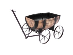 (obrázek pro) Květináč Woodeff whiskey barel wagon, 41,5x29x19cm