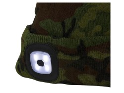 (obrázek pro) Čepice LED, 4x SMD LED, USB nabíjení, kamufláž, uni