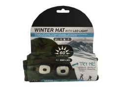 (obrázek pro) Čepice LED, 4x SMD LED, USB nabíjení, kamufláž, uni