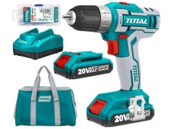 (obrázek pro) Aku vrtací šroubovák, 20V Li-ion (2x), 2000mAh, industrial, TOTAL