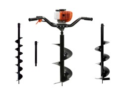 (obrázek pro) Motorový zemní vrták dvouosobový 1,4kW, 3 vrtáky, nástavec 50cm JOHN GARDENER