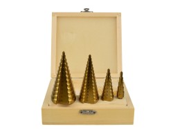 (obrázek pro) HSS stupňový vrták, sada 4ks, 4-39mm, 4-32mm, 4-20mm, 4-12mm GEKO