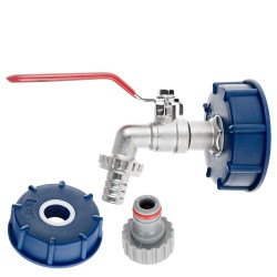 (obrázek pro) IBC sada - adaptér S60x6 + kohout 1/2&#39;&#39; s vnějším závitem 3/4&#39;&#39; + výstup hadice 1/2&#39;&#39; + hadicová spojka