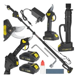 (obrázek pro) Akumulátorové nůžky na zahradnictví 21V 30 mm 2x2,0 Ah s teleskopickou tyčí 1,65-2,50 m