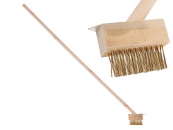 (obrázek pro) Drátěný kartáč se škrabkou na dlažební kostky, dřevěná rukojeť