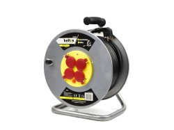 (obrázek pro) Prodlužovací kabel 3x1.5mm², 50m, kovový buben, 4 zásuvky KELTIN