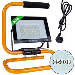 (obrázek pro) 50W LED světlomet s konstrukčním stojanem a kabelem – neutrální bílá barva 6500K