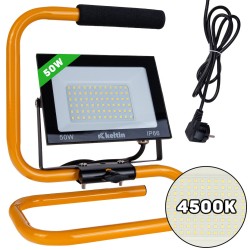 (obrázek pro) 50W LED světlomet s konstrukčním stojanem a kabelem – neutrální bílá barva 4500K