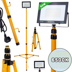 (obrázek pro) 50W LED světlomet s teleskopickým stojanem a kabelem - studená bílá barva 6500K