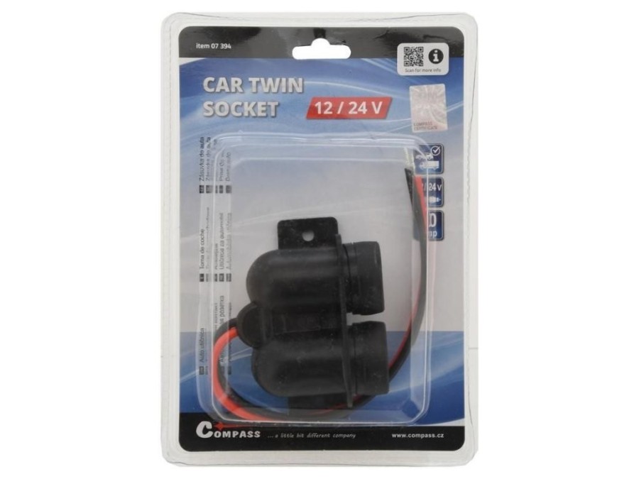 (obrázek pro) Zásuvka 12/24V, dvojitá s krytkou COMPASS