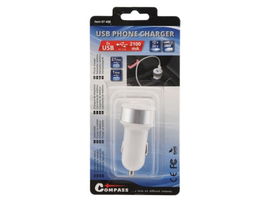 (obrázek pro) Zástrčka 2xUSB 5V/2100mA 12/24V COMPASS