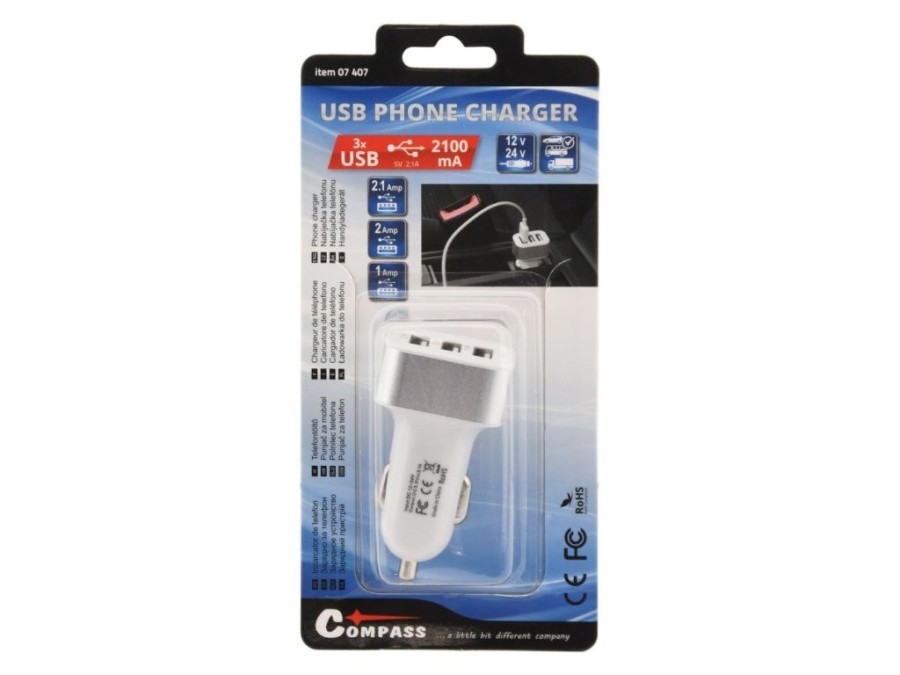 (obrázek pro) Zástrčka 3xUSB 5V/2100mA 12/24V COMPASS