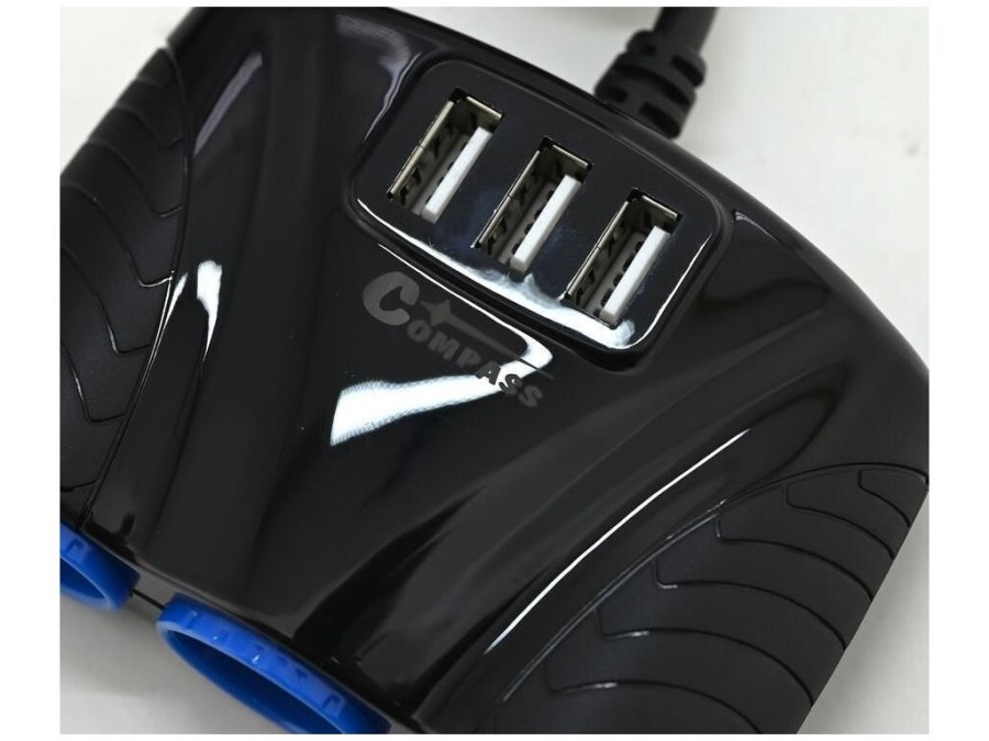 (obrázek pro) Roztrojka automobilového zapalovače 12/24V a 3x USB konektor COMPASS