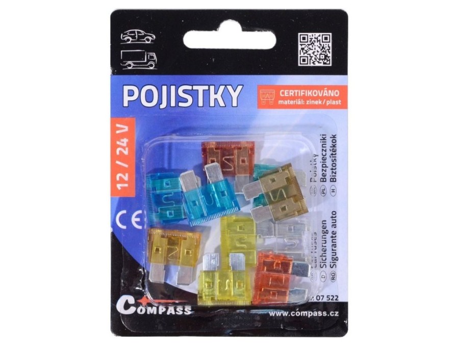 (obrázek pro) Pojistky automobilové, nožové, standart 10ks COMPASS