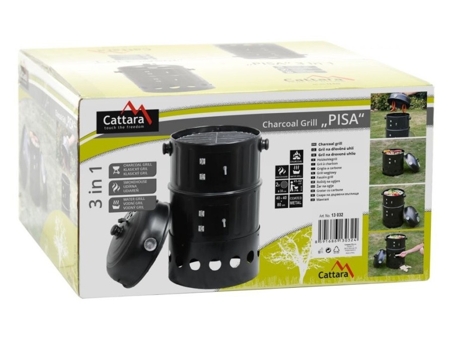 (obrázek pro) Gril - udírna na dřevěné uhlí PISA 3in1 40cm CATTARA