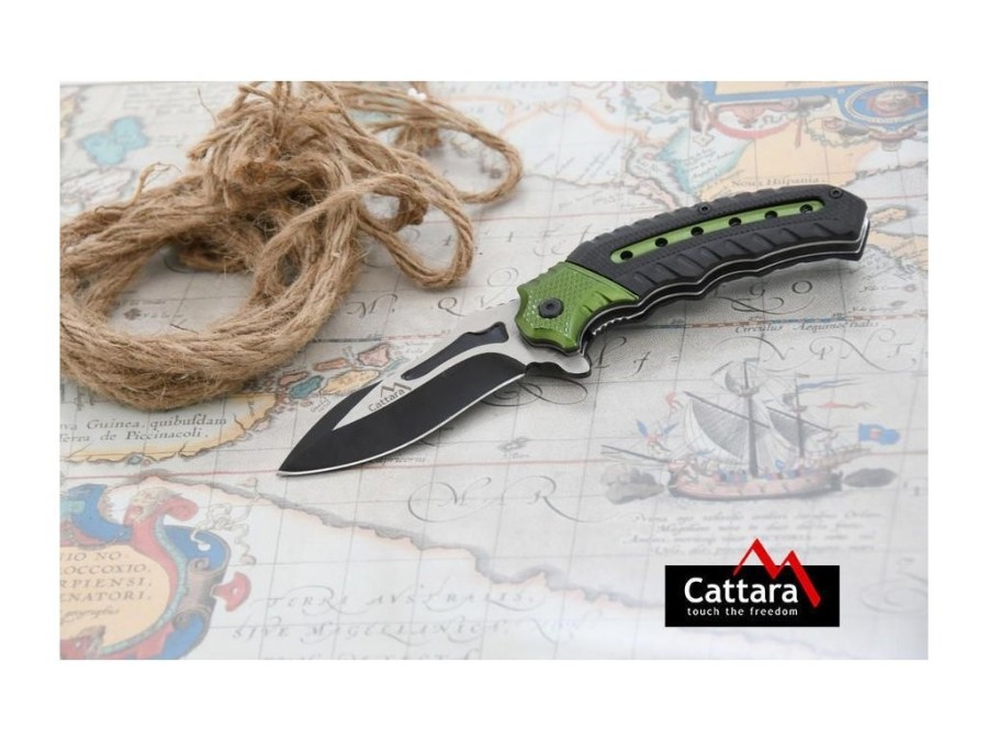 (obrázek pro) Nůž zavírací COBRA 20cm s pojistkou zelená-černá CATTARA