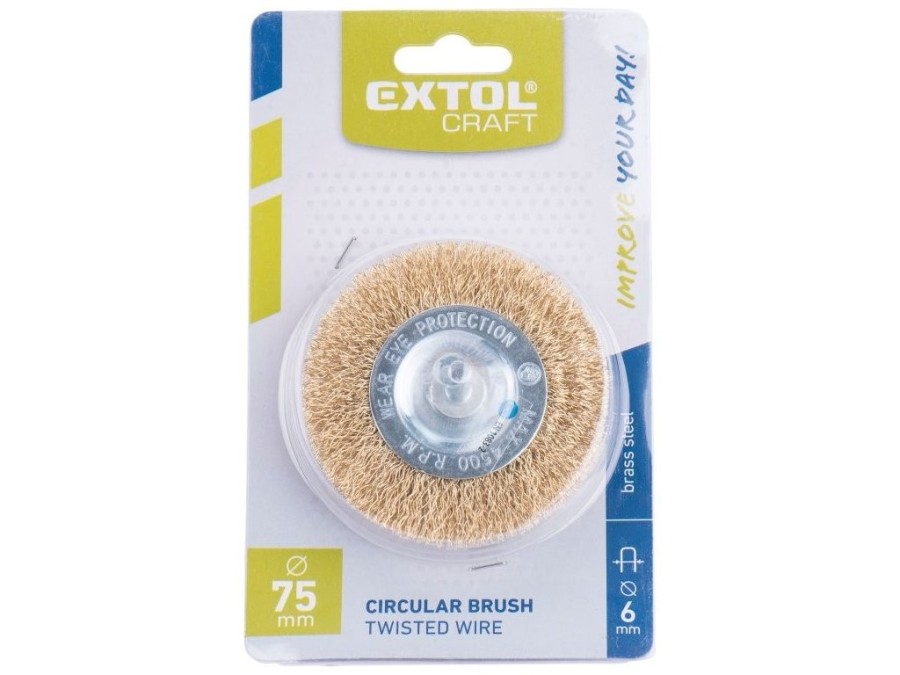 (obrázek pro) Kartáč okružní, O 75mm, vlnitý drát S 0,3mm, stopka 6mm, EXTOL CRAFT