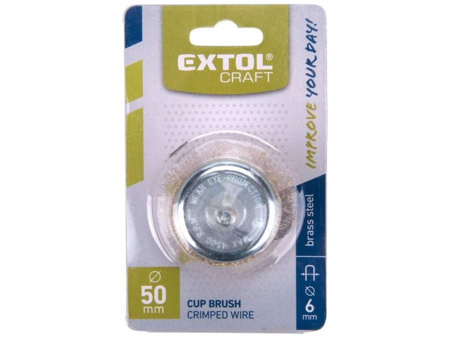 (obrázek pro) Kartáč hrnkový, O 50mm, vlnitý drát S 0,3mm, stopka 6mm, EXTOL CRAFT