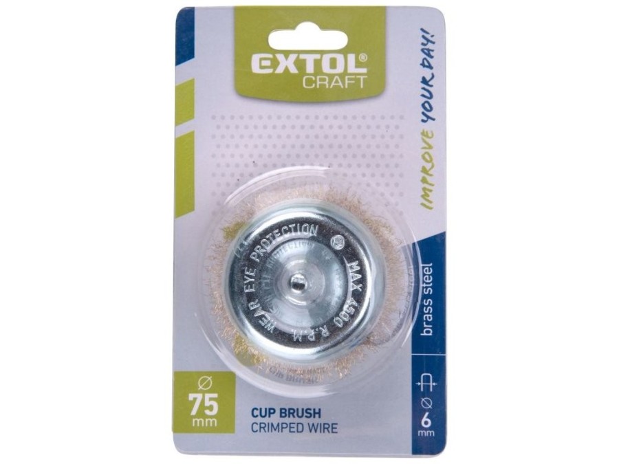 (obrázek pro) Kartáč hrnkový, O 75mm, vlnitý drát S 0,3mm, stopka 6mm, EXTOL CRAFT