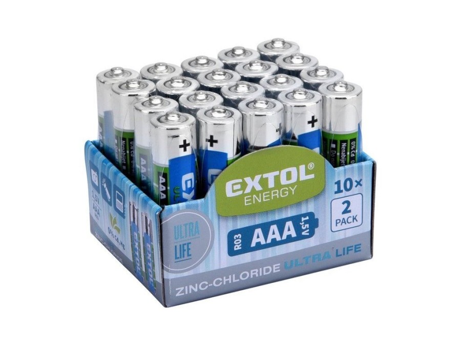(obrázek pro) Baterie zink-chloridové, 20ks, 1,5V AAA (R03) EXTOL ENERGY