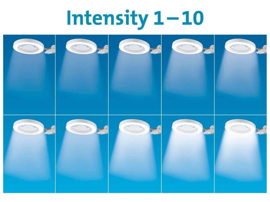 (obrázek pro) Lampa stolní s lupou, bílá, USB napájení, 2400lm, 3 barvy světla, 5x zvětšení EXTOL LIGHT