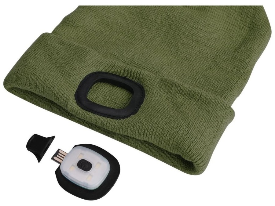 (obrázek pro) Čepice s čelovkou, nabíjecí, USB, zelená, univerzální velikost EXTOL LIGHT