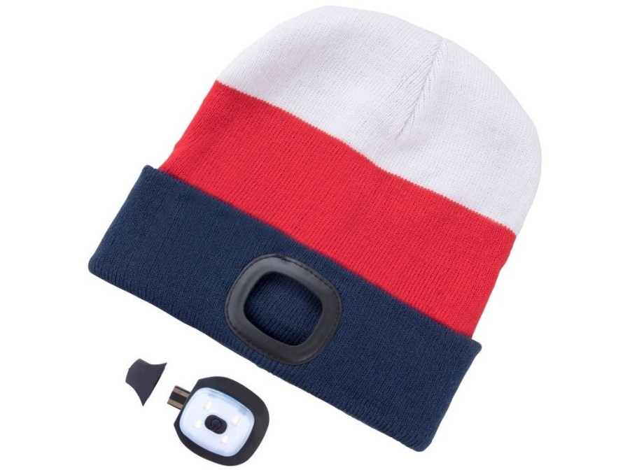 (obrázek pro) Čepice s čelovkou 45lm, nabíjecí, USB, bílá/červená/modrá, univerzální velikost EXTOL LIGHT