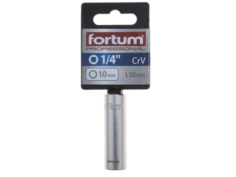 (obrázek pro) Klíč nástrčný prodloužený, 1/4', 10mm, L 50mm, 61CrV5, FORTUM