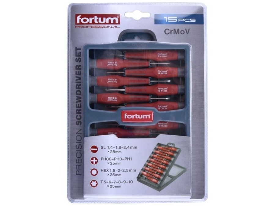 (obrázek pro) Šroubováky hodinářské, sada 15ks, CrMoV FORTUM