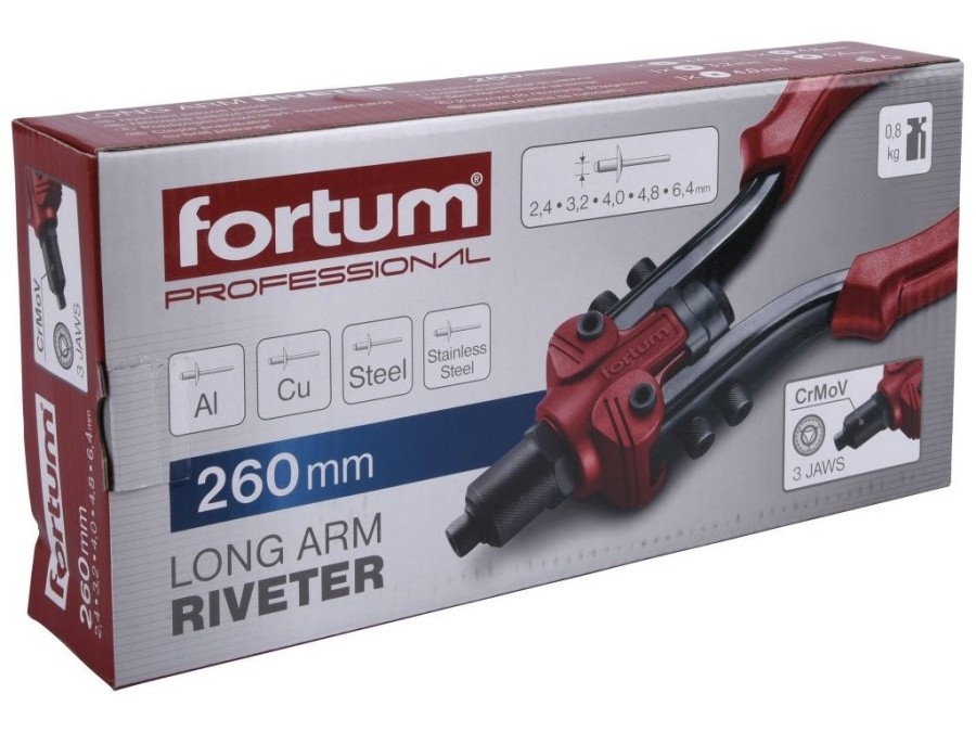 (obrázek pro) Kleště nýtovací pákové, 2,4-6,4mm, 260mm FORTUM