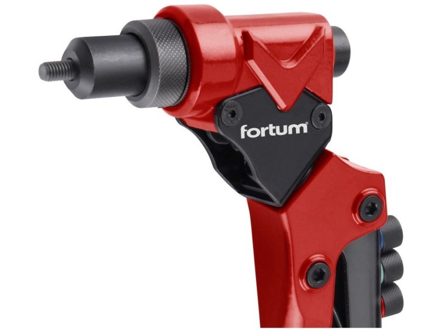 (obrázek pro) Kleště nýtovací s otočnou hlavou COMBO, pro nýt. matice M3-M6 a trhací nýty 2.4-4.8mm FORTUM