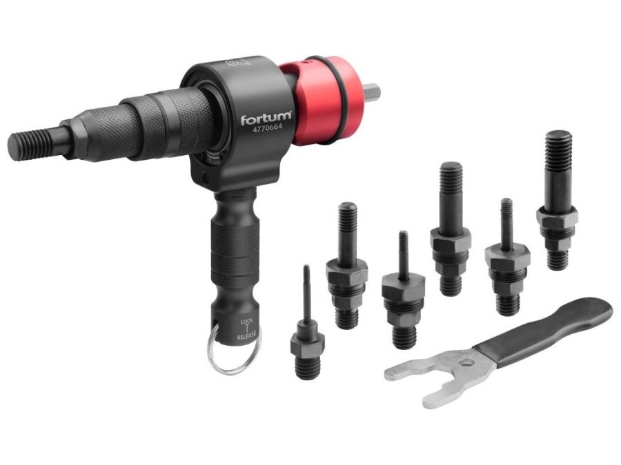 (obrázek pro) Nástavec nýtovací na vrtačku T, pro nýtovací matice M3-M12, CrMoV FORTUM