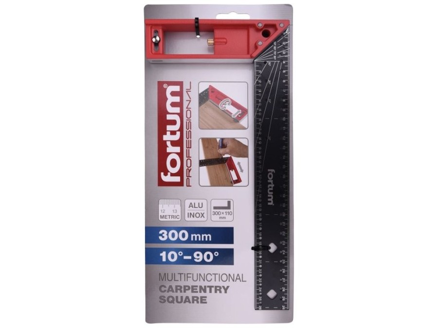 (obrázek pro) Úhelník truhlářský multifunkční, 300mm, celokovový FORTUM