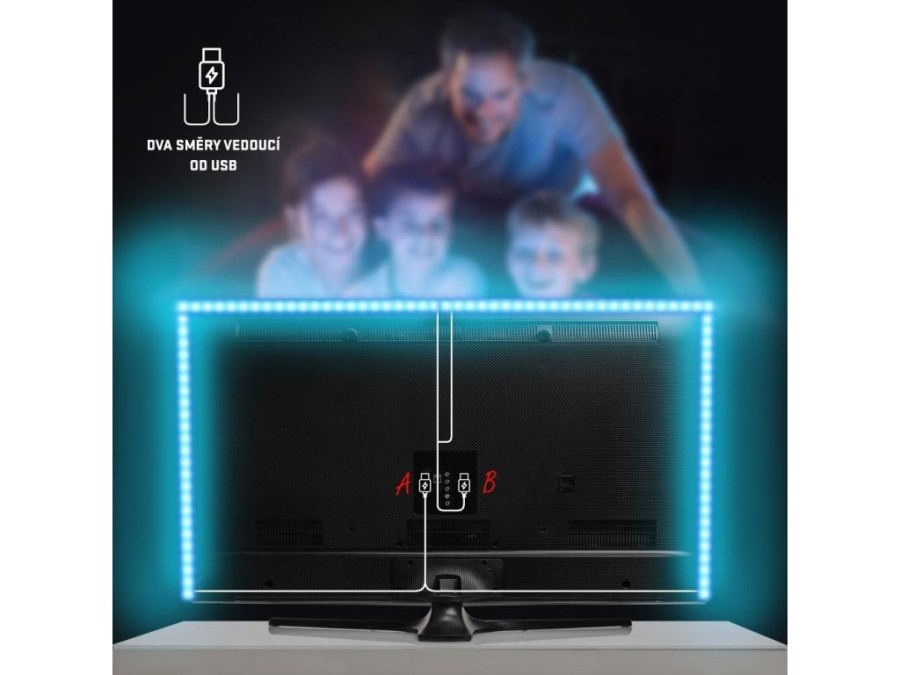 (obrázek pro) USB LED pásek 30LED RGB 2×50 cm, dálkové ovládání RETLUX RLS 102