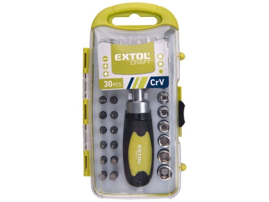 (obrázek pro) Šroubovák ráčnový s ořechy a hroty, sada 30ks, EXTOL CRAFT (53091)