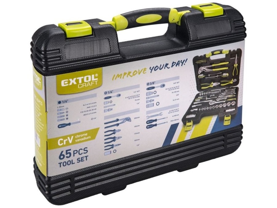 (obrázek pro) Sada nářadí 65ks, CrV, 1/4″, 3/8″ EXTOL CRAFT