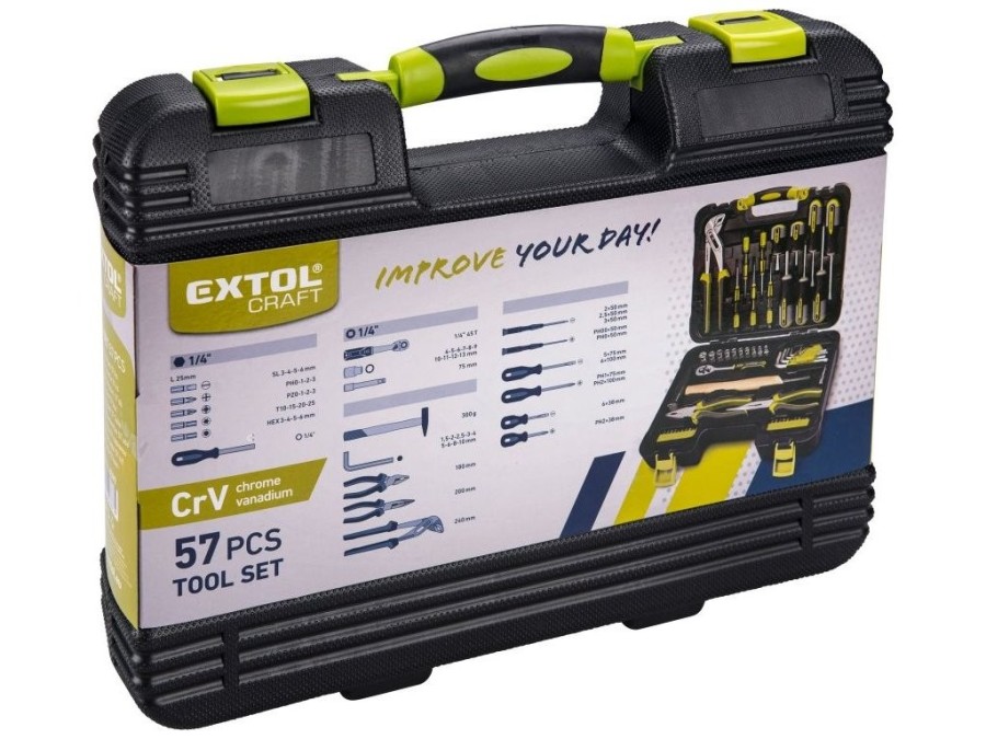 (obrázek pro) Sada nářadí 57ks, CrV, 1/4″ EXTOL CRAFT
