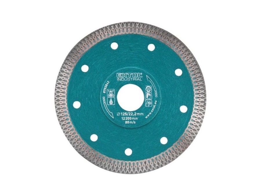 (obrázek pro) Kotouč diamantový řezný turbo Thin Cut, 125x22,2mm, suché i mokré řezání, EXTOL INDUSTRIAL