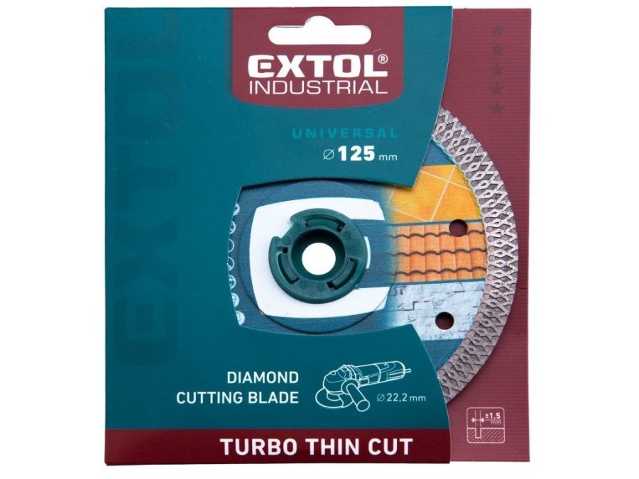 (obrázek pro) Kotouč diamantový řezný turbo Thin Cut, 125x22,2mm, suché i mokré řezání, EXTOL INDUSTRIAL