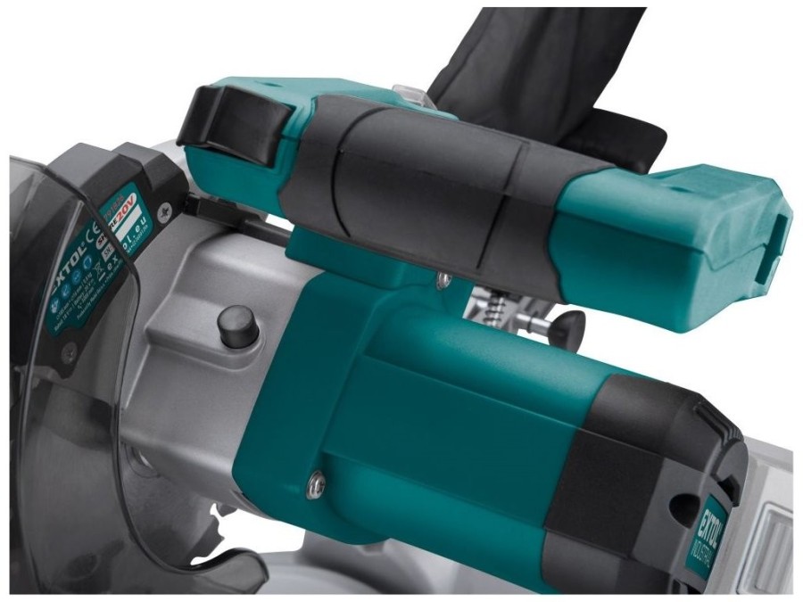 (obrázek pro) Pila pokosová 185mm aku s laserem SHARE20V, BRUSHLESS, 20V Li-ion, bez baterie a nabíječky EXTOL INDUSTRIAL