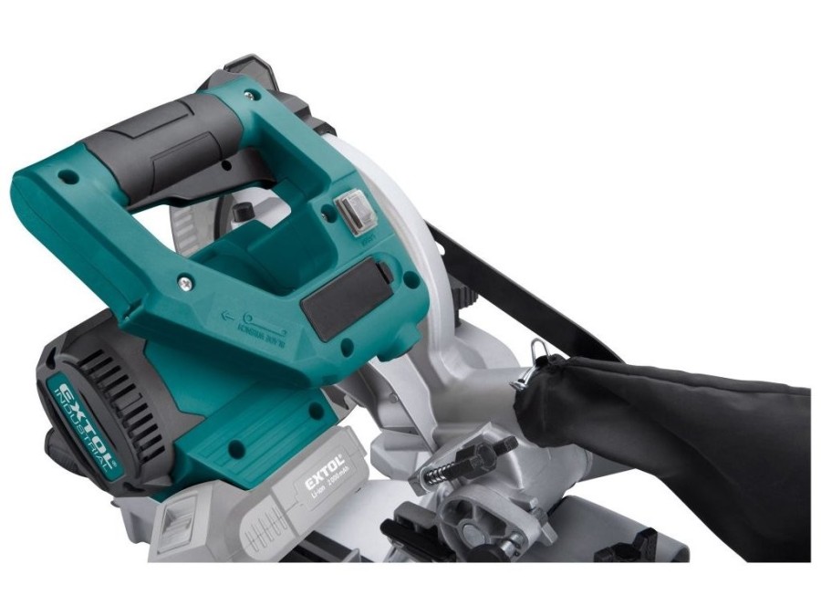 (obrázek pro) Pila pokosová 185mm aku s laserem SHARE20V, BRUSHLESS, 20V Li-ion, bez baterie a nabíječky EXTOL INDUSTRIAL