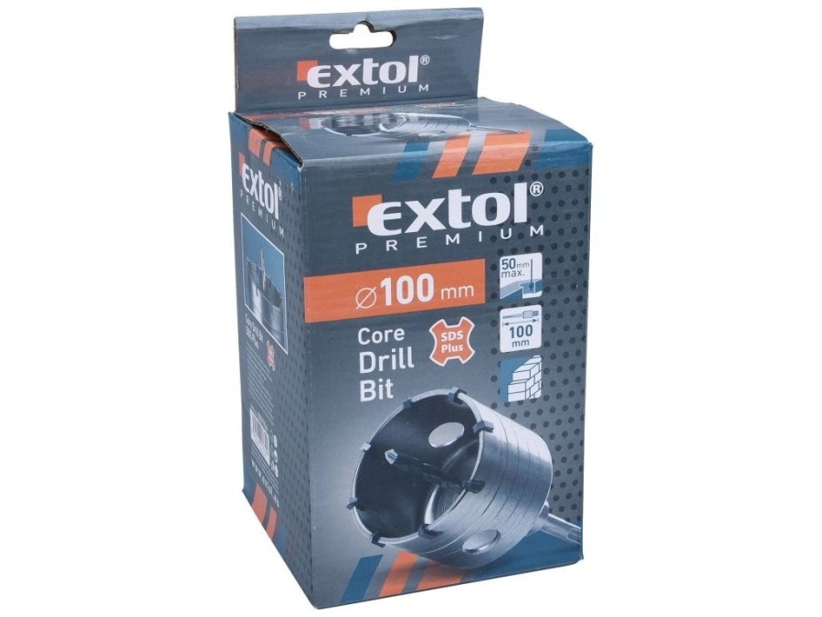 (obrázek pro) Korunkový vrták SDS PLUS do zdi, 100mm, délka stopky 100mm, EXTOL PREMIUM