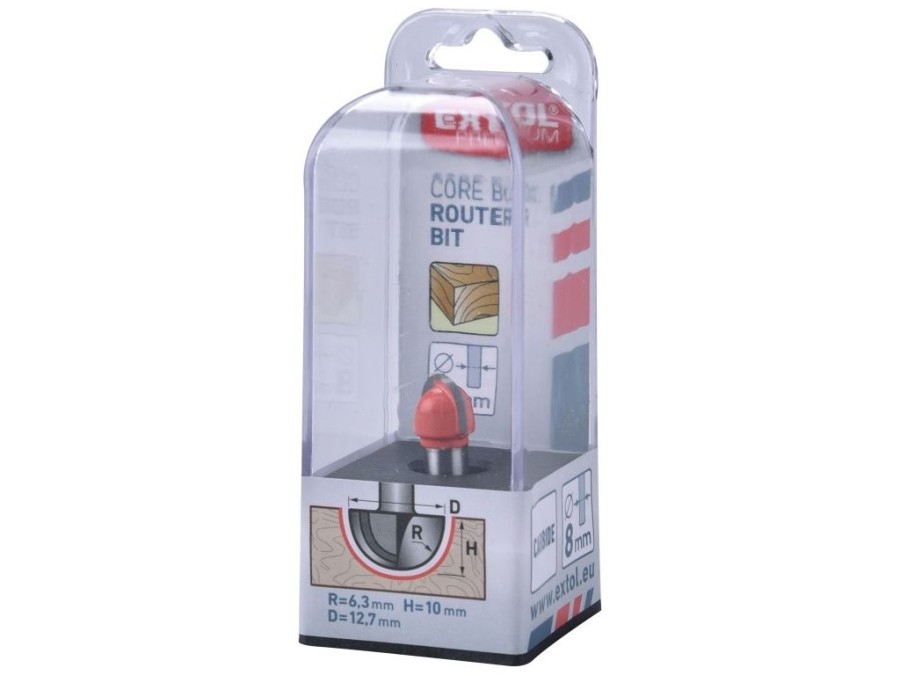 (obrázek pro) Fréza čelní oblá (vypouklá) do dřeva, R6,3xD12,7xH10, 8mm EXTOL PREMIUM